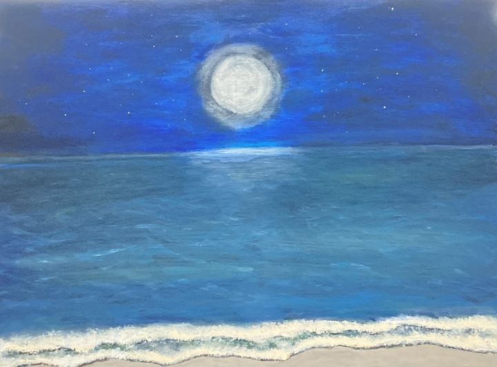 Moon Setting Over Ocean Earlene Mc ROSIE Paintings Prints