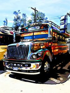 Orange Bus - Dan Radin Guatemalan Digital Photography Art