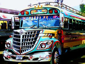 Crazy Grill Bus Left Front - Dan Radin Guatemalan Digital Photography Art