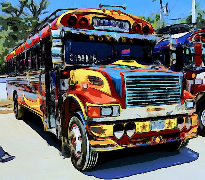 Red Yellow Blue Bus - Dan Radin Guatemalan Digital Photography Art ...