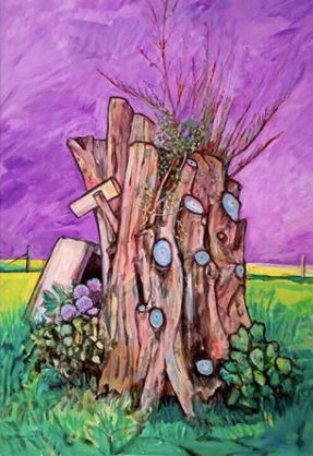 tree stump painting