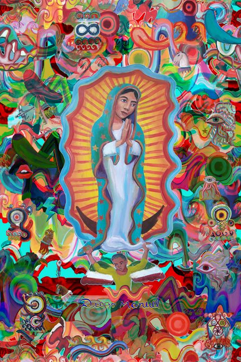 Virgin of Guadalupe and graffitis - Diego Manuel Rodriguez