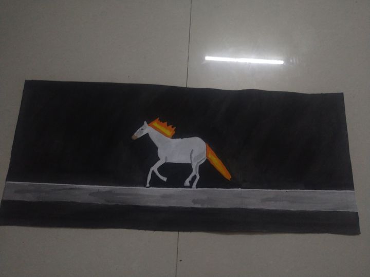 Fiery horse running on a sword - Ramya iyer