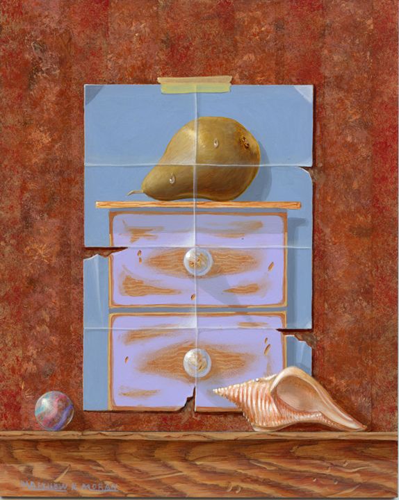 "Torn Between A Pear" 8"x10" acrylic - Matthew K Moran
