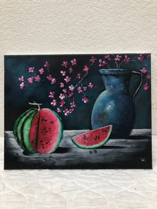 Vase and a Melon - MedleyArt by Lisa Casteel