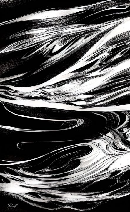 Black And White Ocean Abstract - Art by Ralph Roraff