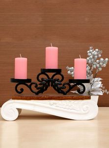 Wood And Metal Candle Stand - Wowtrendy