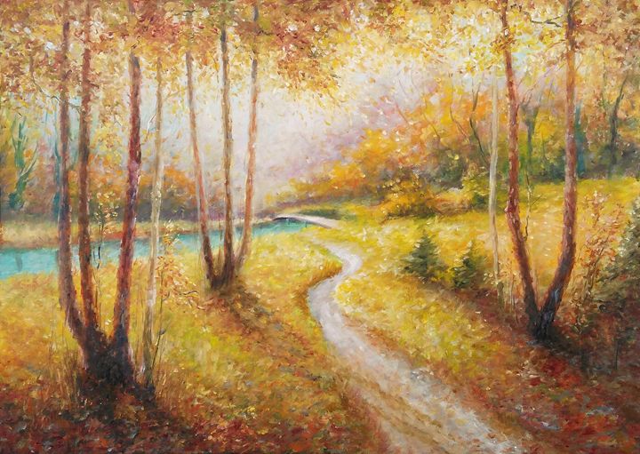 AUTUMN WALK - Emilia Milcheva - Paintings & Prints, Landscapes & Nature ...