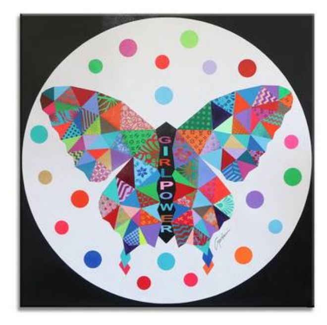 Butterfly Louis Vuitton/ pop art circle Painting by CHEEKY BUNNY