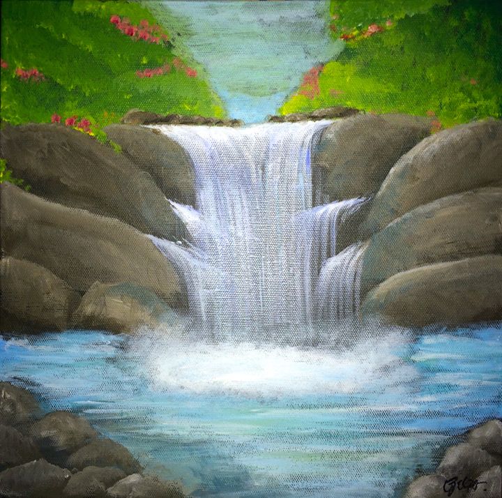 Moonlight Waterfall scenery drawing for beginners with Oil Pastels - step  by step - YouTube