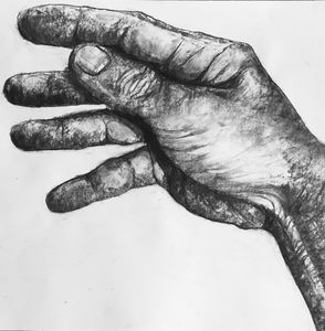 Hand. Original charcoal drawing.