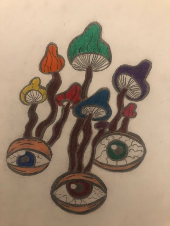 Eye mushrooms Trippy drippy hippy Drawings & Illustration
