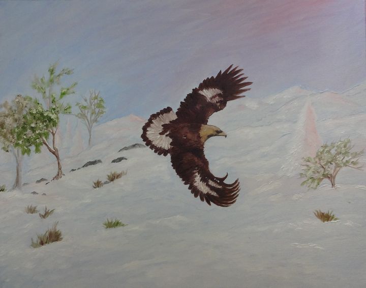 Golden Eagle In Winter Winterflowerart Paintings