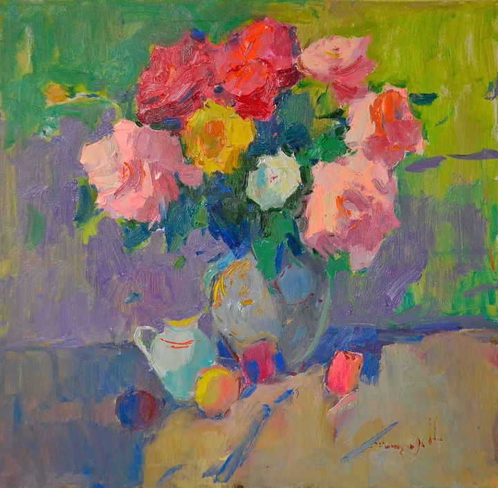 Bouquet with a yellow rose - Shandor Alexander - Paintings & Prints ...