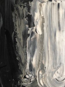 Black, grey, and white drip art