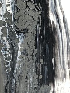 Black, grey, and white drip/bubble