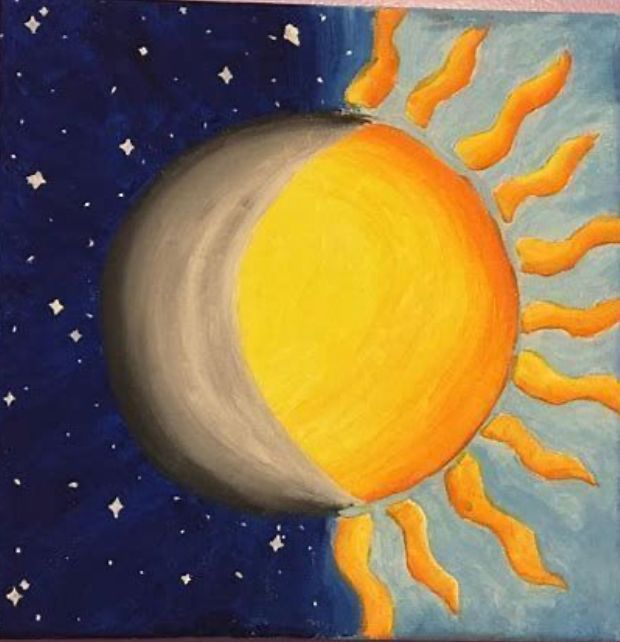 Sun and Moon acrylic painting - Shaelyn Whipple