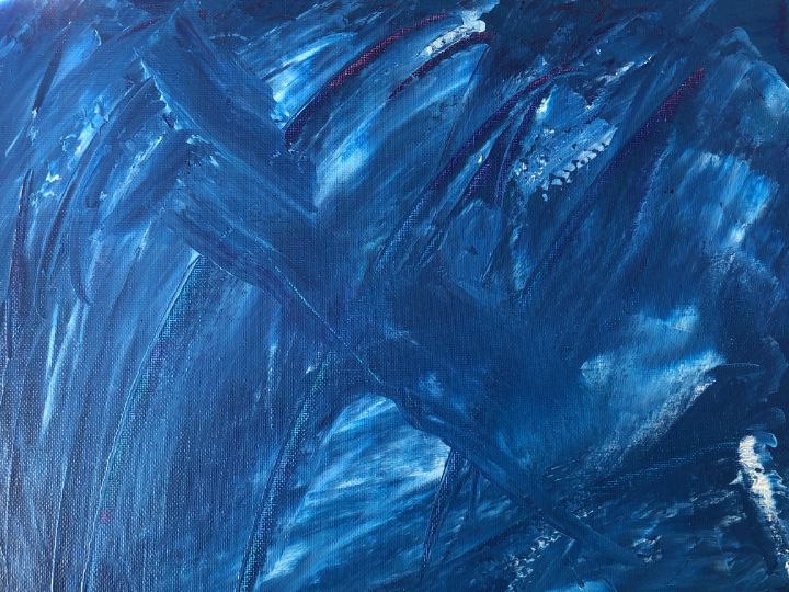 Blue and white acrylic painting - Shaelyn Whipple