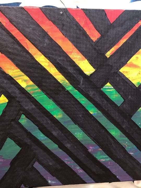 Rainbow ombre acrylic paint tape art - Shaelyn Whipple
