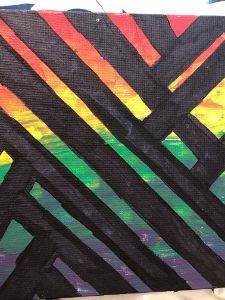Rainbow ombre acrylic paint tape art