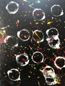 Black, neon, and white bubble art