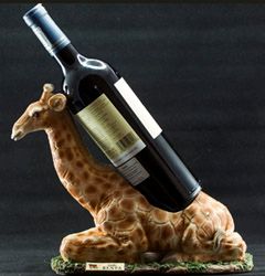Carved Giraffe Wineholder