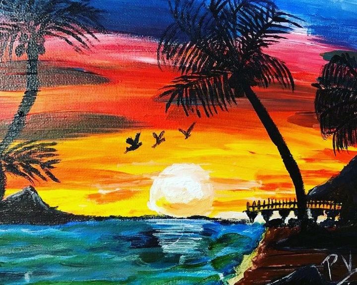 sunset paintings on canvas