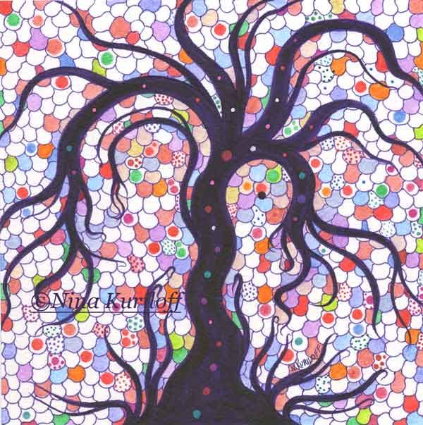 Purple and White - Nina Kuriloff - Paintings & Drawings