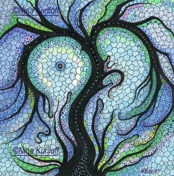 Orb in the Tree - Nina Kuriloff - Paintings & Drawings