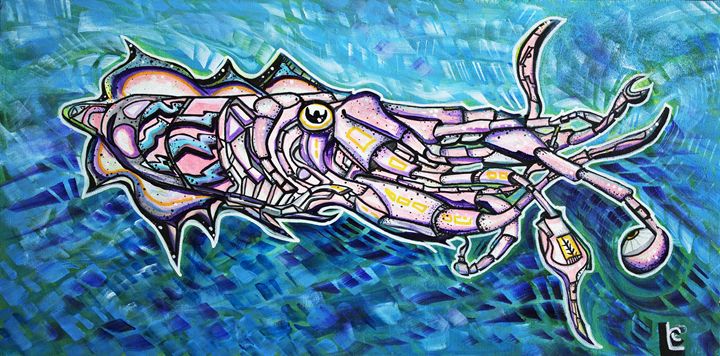 RoboSquid - Larry Calabrese Art - Paintings & Prints, Animals