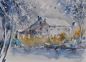 Watercolor old mill - Pol Ledent's paintings