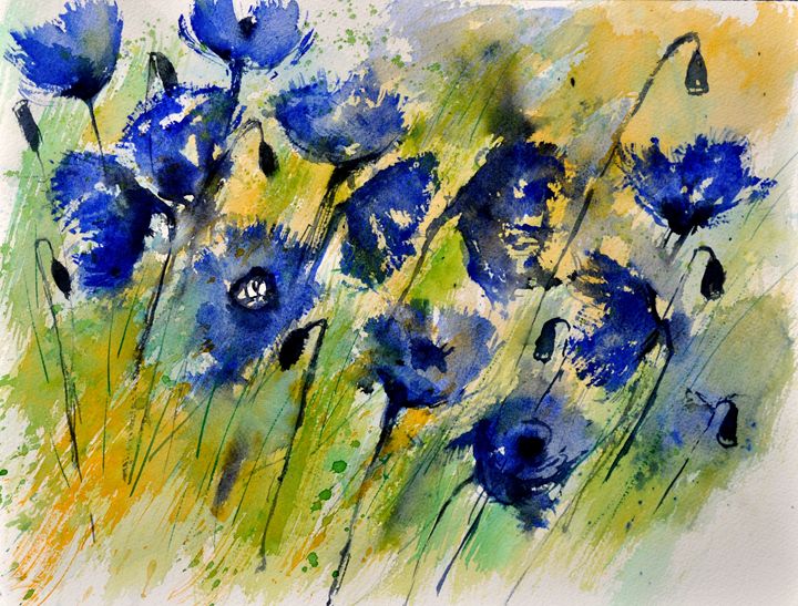 Blue cornflowers - Pol Ledent's paintings