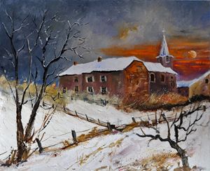 snow in houyet - Pol Ledent's paintings