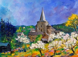 Medieval village Celles - Pol Ledent's paintings