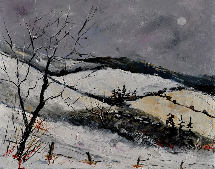 snowy landscape 453101 - Pol Ledent's paintings - Paintings & Prints