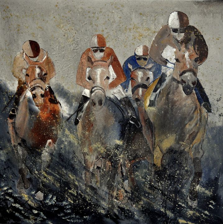 Horse race 4110 - Pol Ledent's paintings