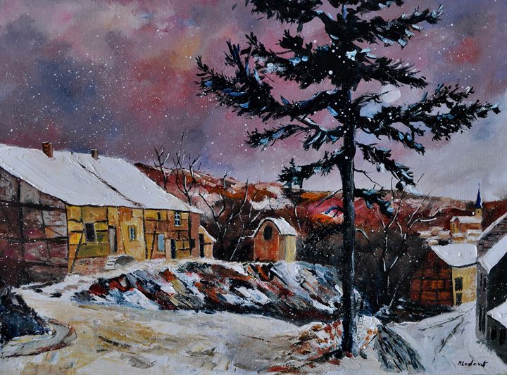 Snow in Houroy - Pol Ledent's paintings