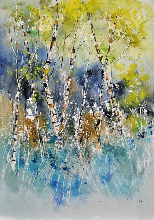 watercolor birch trees - Pol Ledent's paintings