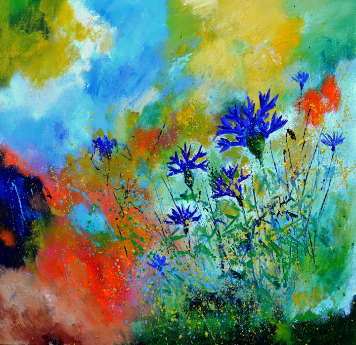 Blue cornflowers 8861 - Pol Ledent's paintings