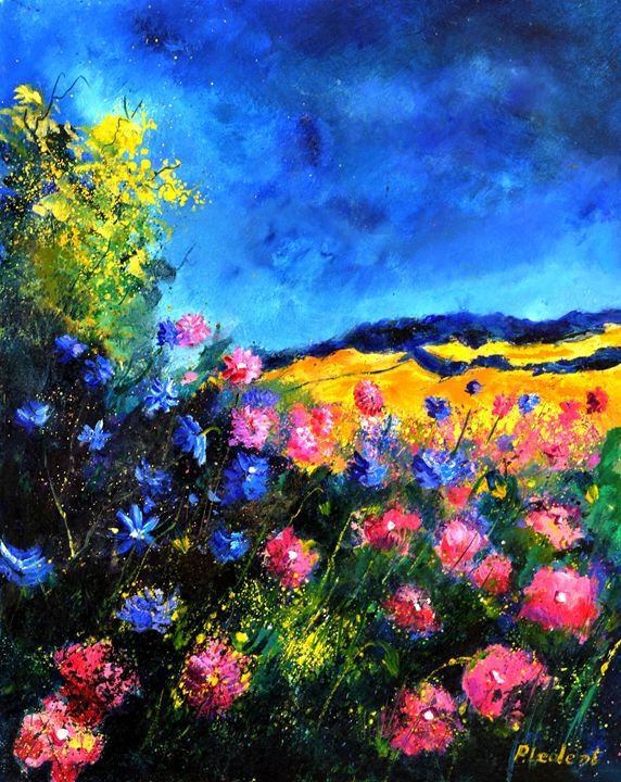 Pink wild flowers - Pol Ledent's paintings
