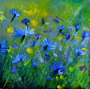 Blue cornflowers 5551 - Pol Ledent's paintings