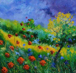 Red poppies in summer 2020 - Pol Ledent's paintings