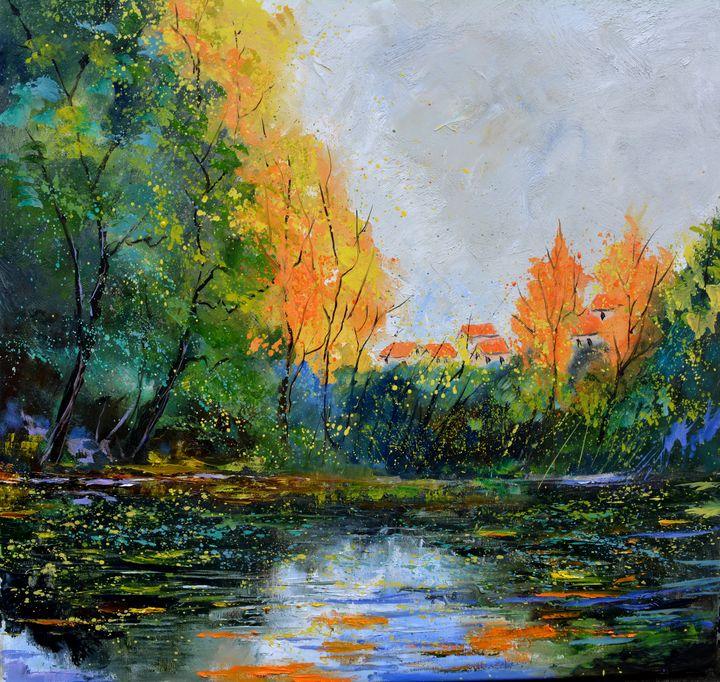 Pond in autumn - Pol Ledent's paintings