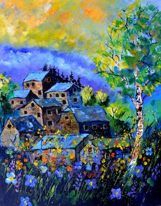 Old houses in summer - Pol Ledent's paintings