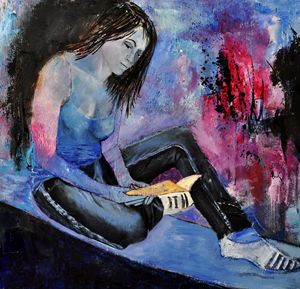 sitting young girl 77 - Pol Ledent's paintings