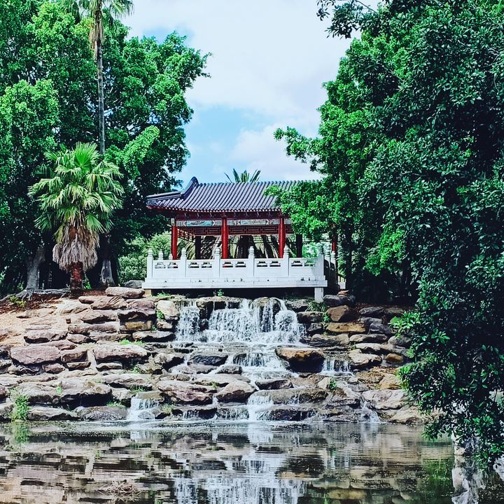 Chinese Garden with Waterfall - Sri P
