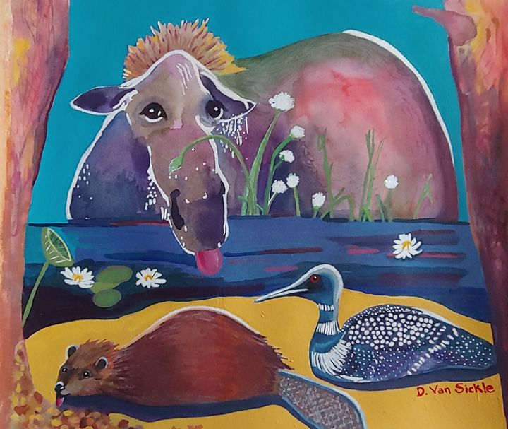 Cow Moose and Friends - Darlene Van Sickle