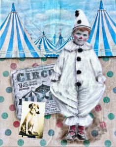 Boy Clown with Dog and Pipe 16 x 20"