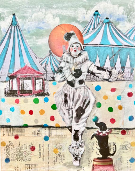 French Clown, circus, circus tent, - CollageAThon