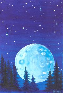Moon and fir forest